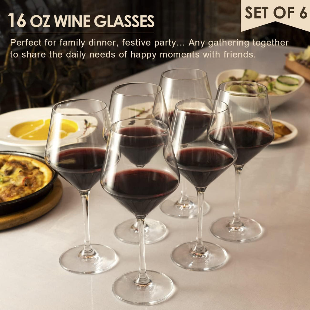 Wine Glasses,White Red Wine Glasses Set of 6, Lead-Free Premium Glass,Hand Blown Italian Style Burgundy Long Stem