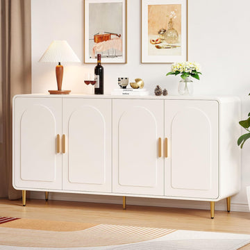 60" Sideboard Buffet Cabinet, Large Credenza Storage Cabinet, Modern Console Table with Doors and Shelves