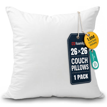 26x26 Euro Pillow Insert, White Pillows for Couch, Sofa & Bed