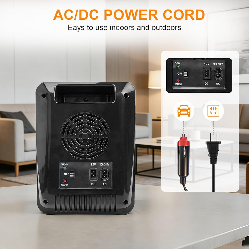 Mini Fridge, Mini Compact Refrigerator with Gaming Light, 4 Liter/6 Cans Small Refrigerator with Mirror Door, AC/DC