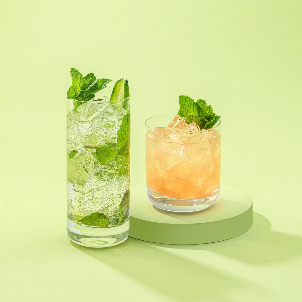 Faye 13oz Highball Glasses, 6pc Tall Glass Sets. Lead-Free Crystal Drinking Glasses. Water Glasses, Mojito Glass