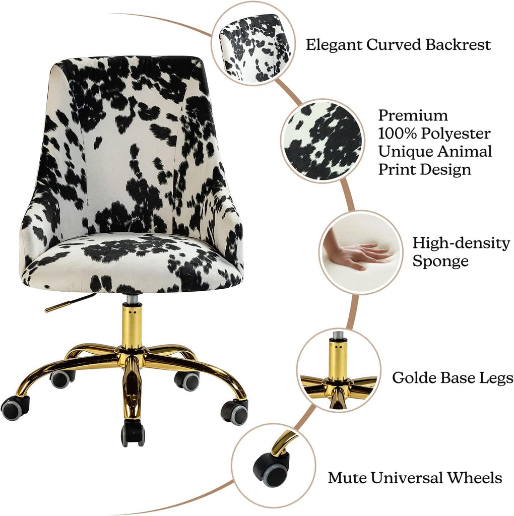 Upholstered Desk Chair Modern Armless with Wheels, Adjustable Swivel Fabric Task Chair for Living Room, Bedroom