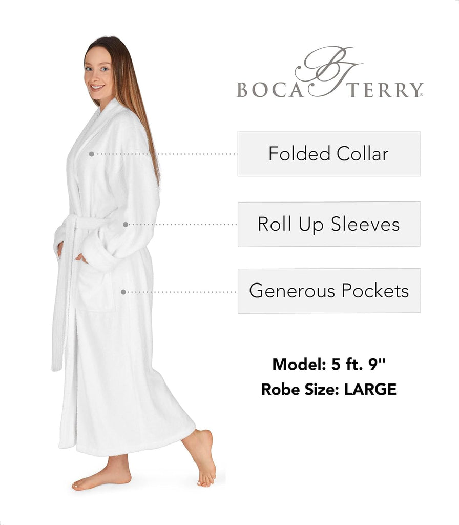 Terry Women's Terry Cloth Robe, 100% Cotton Towel Robe, Full Length | Shawl collar spa & hotel bathrobe
