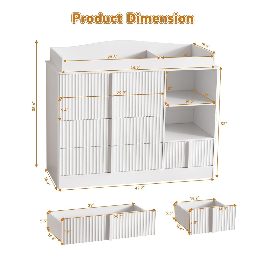 Changing Table Dresser, 4-Drawer Baby Dresser , White | Baby Dresser with Changing Table Top, Nursery Dresser, Wood
