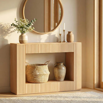 Modern Console Table, 47.2'' Entryway Table with Storage, Fluted Couch Table Behind Sofa, for Entrance, Foyer, Living