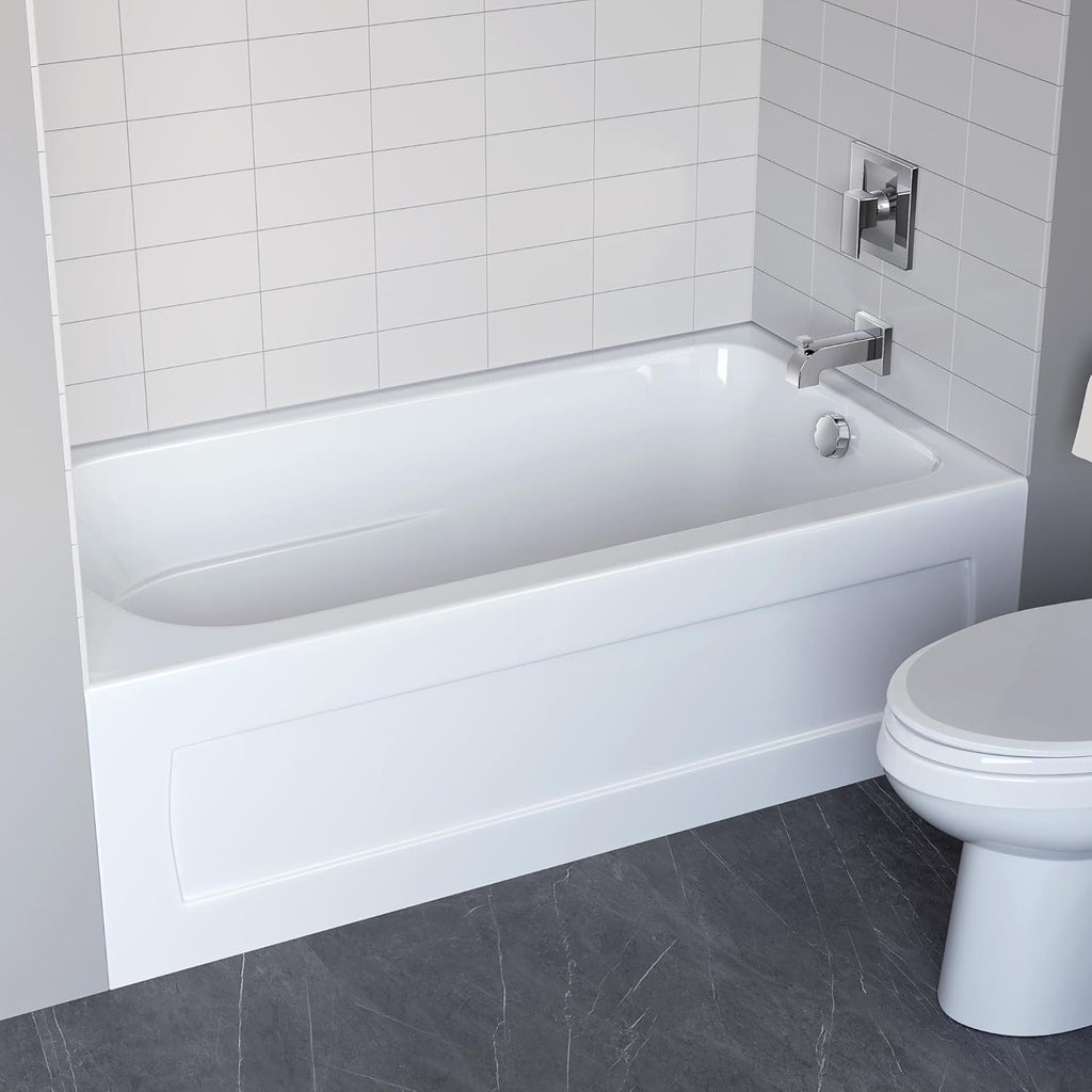 PFS6036RSKN Hillsboro 60" Three Wall Alcove Acrylic Soaking Tub with Right Drain - White