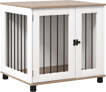 Dog Crate Furniture with Lockable Door for Medium Dogs, Walnut Brown