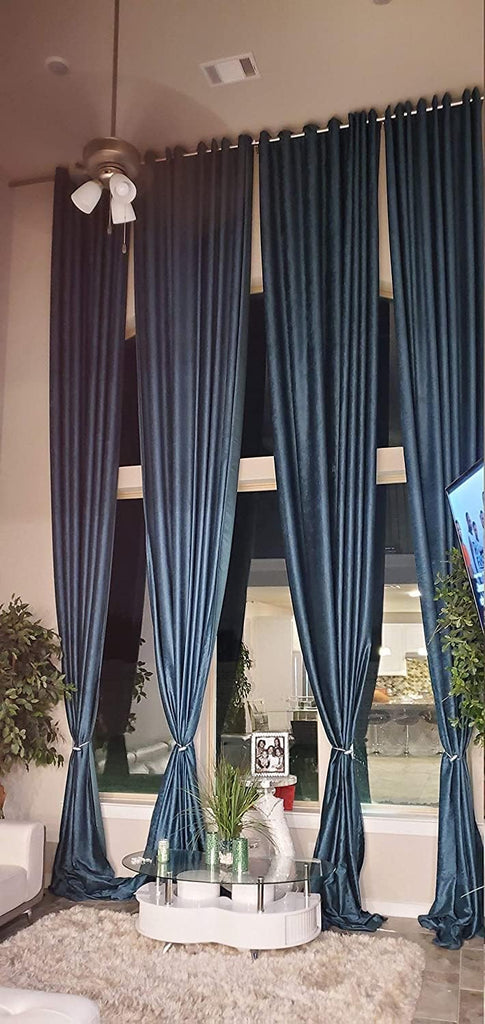 Extra Long Heavy Thick Luxury Velvet Curtain Custom Made drape12 13 14 15 16 17 18 20 24 feet Brown Green Gray Wine