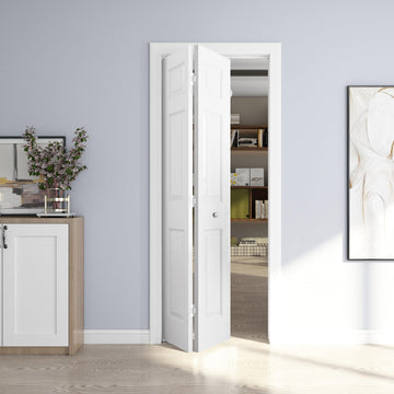 30 x 80 in. 6-Panel Bifold Door, Primed Hollow Core Closet Door