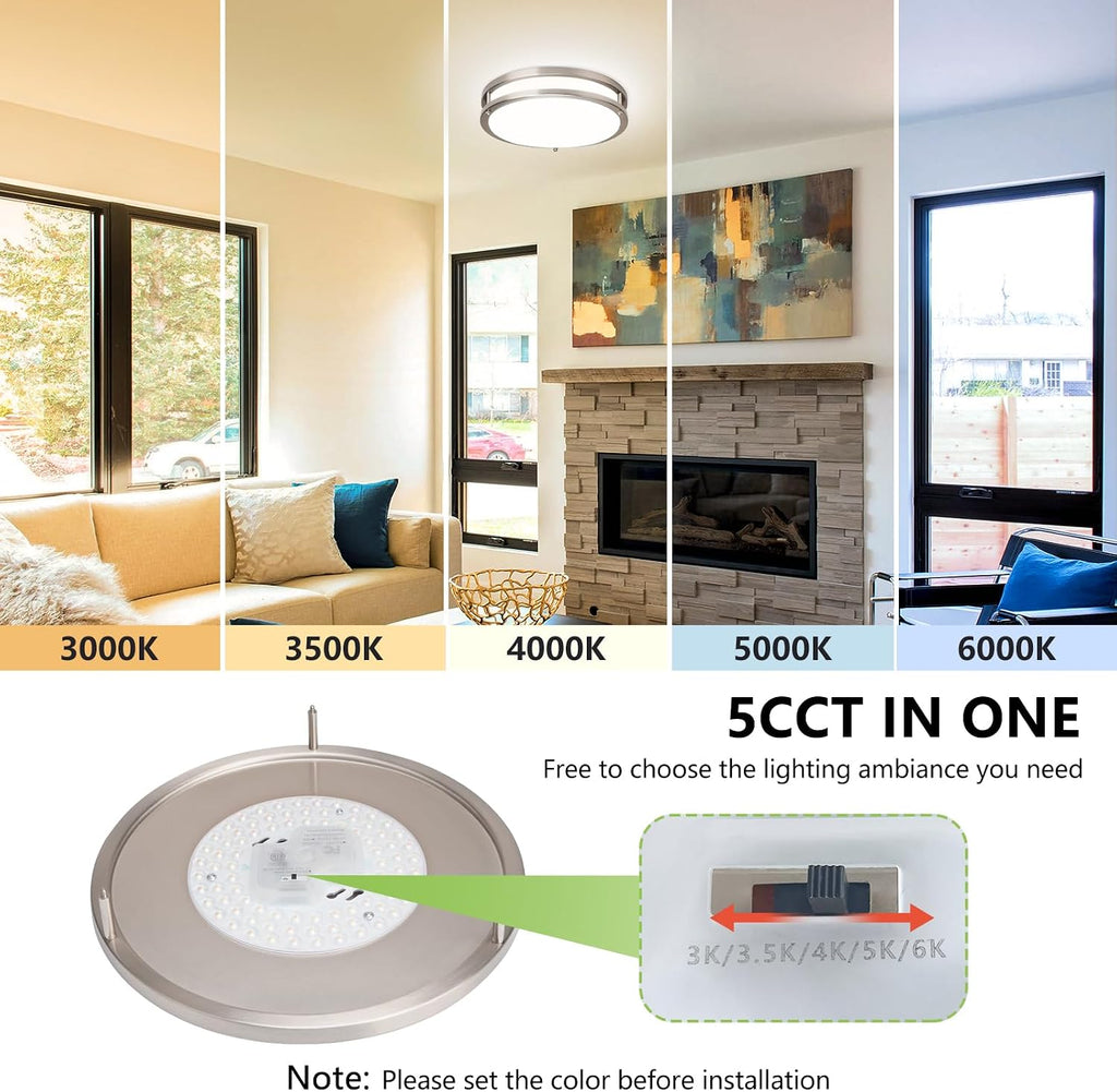 Flush Mount Ceiling Light - 2 Pack 36W 3000K/3500K/4000K/5000K/6000K Dimmable Led Ceiling Light Fixture Hallway