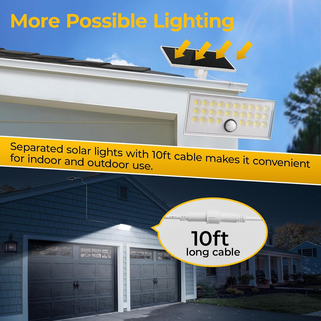 Split-Design Solar Motion Sensor Security Lights Outdoor, 2 Pack | IP65 Waterproof Solar Outdoor Wall Light, With