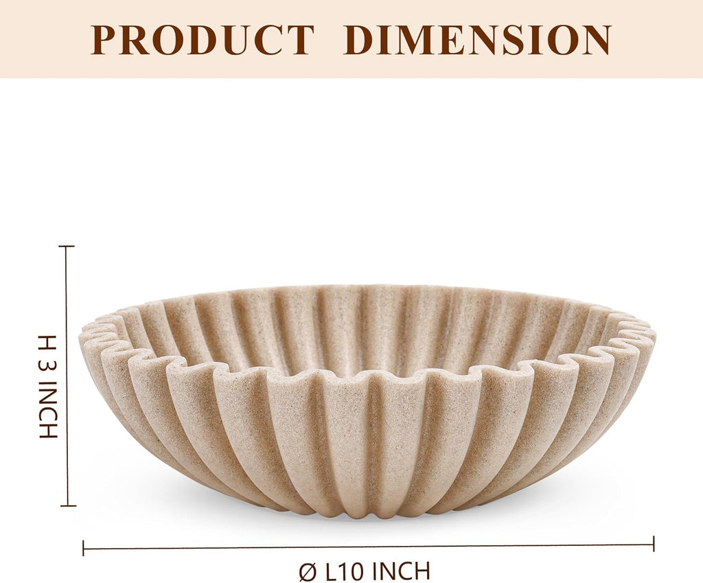 Large Decorative Bowl, Modern Handicraft Bowls Decor, Fruit Bowl Counter, Ruffle Decor, Stylish Key Bowl for Entry