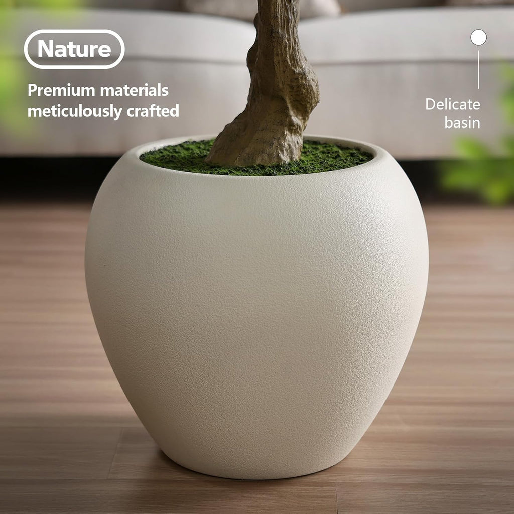 Artificial Olive Tree 8FT Faux Plant Home Decor - Large White Pot with Lifelike Silk Leaves, UV Resistant & No