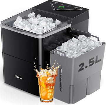 Countertop Ice Maker with Expanding Ice Basket, 9 Cubes in 6 Mins, 2.5L Ice Basket, Self-Cleaning Ice Maker with LED