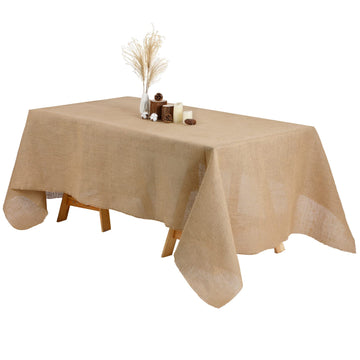 Natural Burlap Tablecloth Farmhouse Rustic Wedding Rectangle Burlap Table Cover Jute Tablecloth for Wedding Party