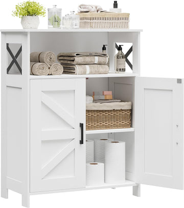 Farmhouse Bathroom Storage Cabinet with Doors, Small Floor Cabinet | Toilet Paper Cabinet with Adjustable Shelf