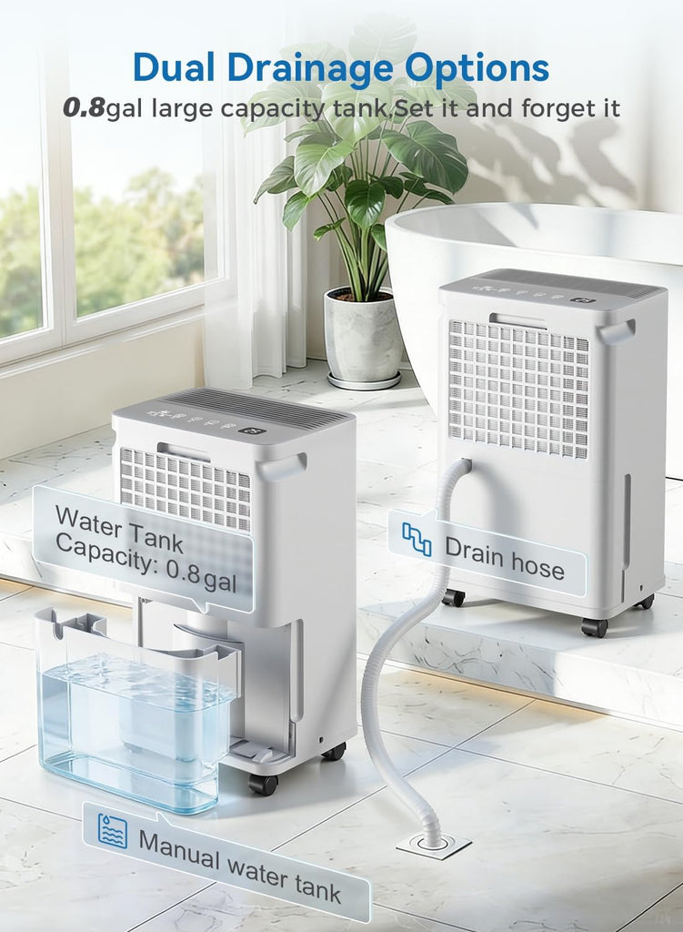 2500 Sq.Ft Dehumidifier for Basement with Drain Hose, 35 Pint Large Best Compressor Dehumidifiers for Home or Garage