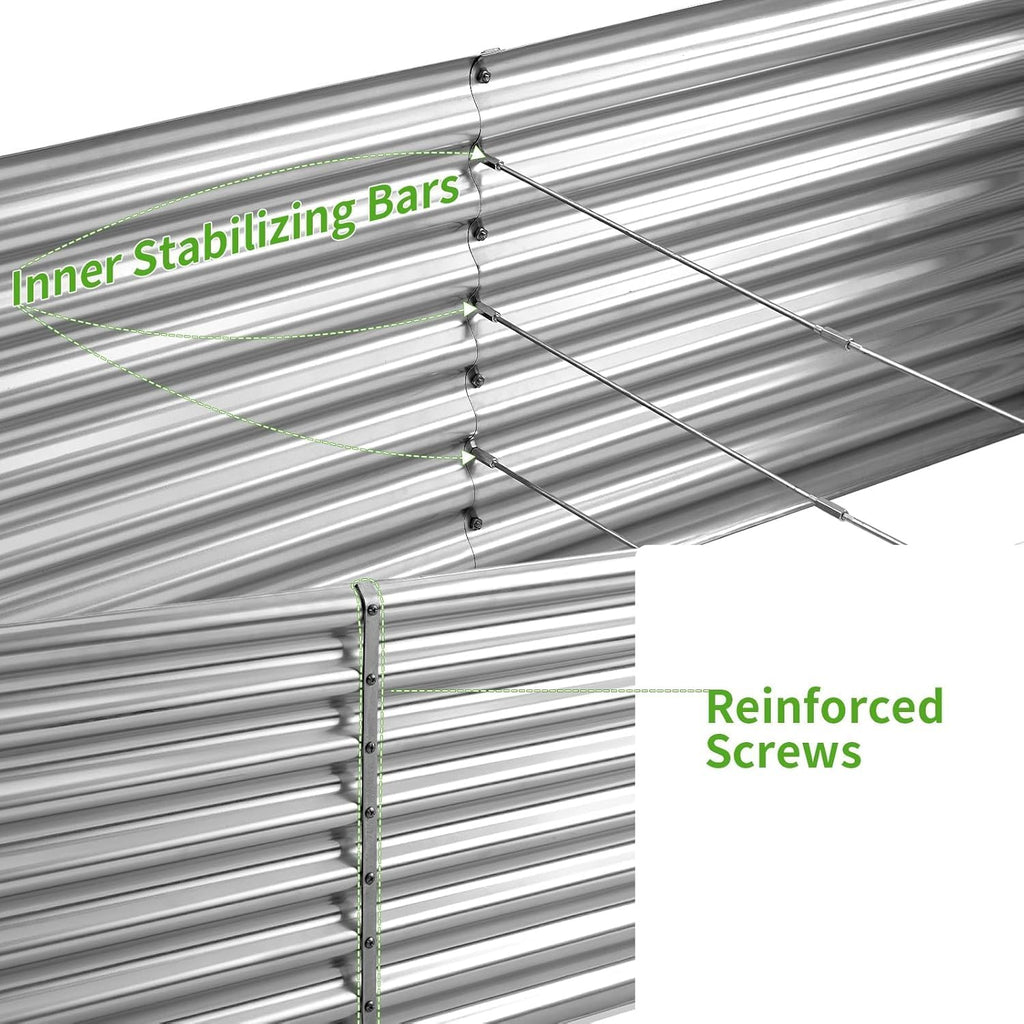 2 Pack 6×3×2 ft Galvanized Metal Raised Garden Bed, 2FT Deep Root Elevated Planter Box Steel Large Vegetable Flower
