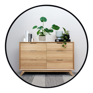 Round Mirror, 20 inch Black Circle Mirror, Matte Black Metal Frame