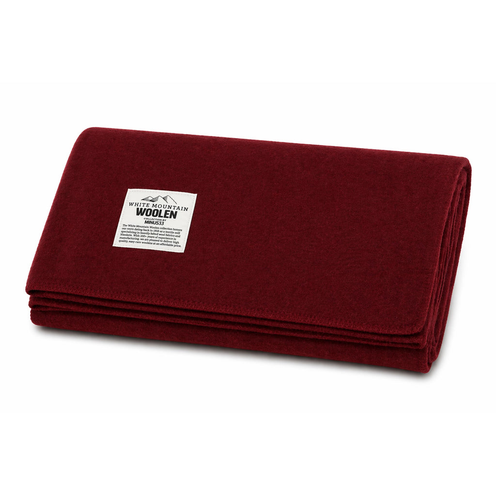 Lodge Twin Blanket - 80% Recycled Wool - Buffalo Plaid - Warm Throw Blanket - Thick - Washable - 65W x 90L - Burgundy