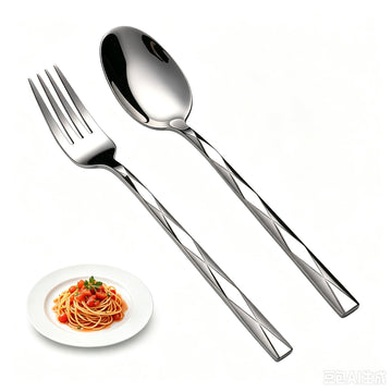12-Piece Stainless Steel Spoon and Fork Set for Everyday Home Use, Diamond Cut Mirror Polished Heavy Duty Dinnerware