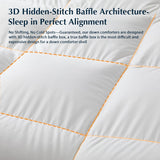 Goose Feather Down Fiber Comforters King, Extra Fluffy White Duvet Insert, Ultra-Soft, Breathable