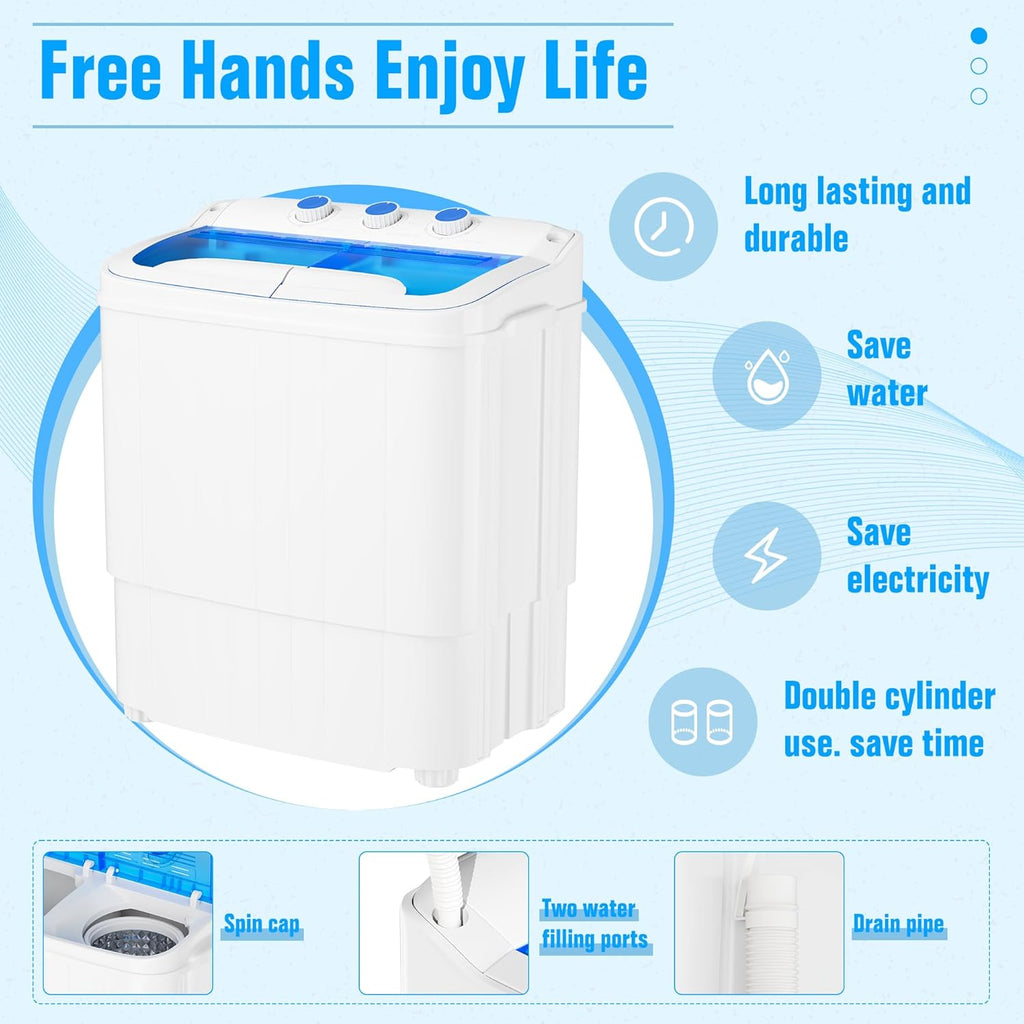Portable Washing Machine,18 lbs Capacity,Washer and Dryer Combo Machine for Homes & Apartments,Twin Tub Laundry Washer