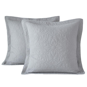 100% Cotton Quilted Euro Sham Covers, 2 Pack Cotton 26'' x 26'' Pillow Covers, Soft and Breathable Euro Shams, Square