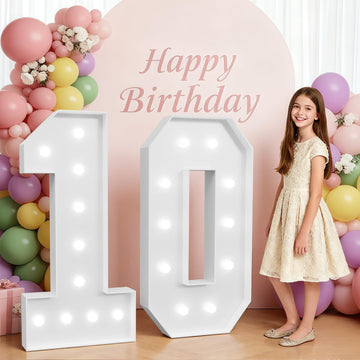 4FT Marquee Numbers 10, Large Light Up Numbers 10th Birthday Decor