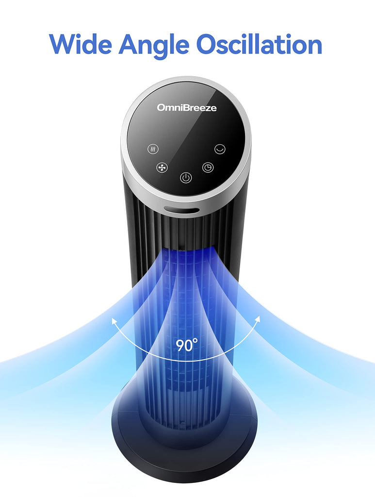 Digital Electric Tower Fan, with Remote Control, LED Display, Standing Bladeless Floor Fans Cooling and Quite Indoor