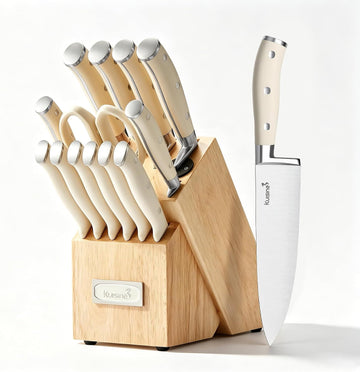 Chef Knife Set, High Carbon Stainless Steel Ultra Sharp Blade Ergonomic Handle, Kitchen Knife Block Set with Built-in