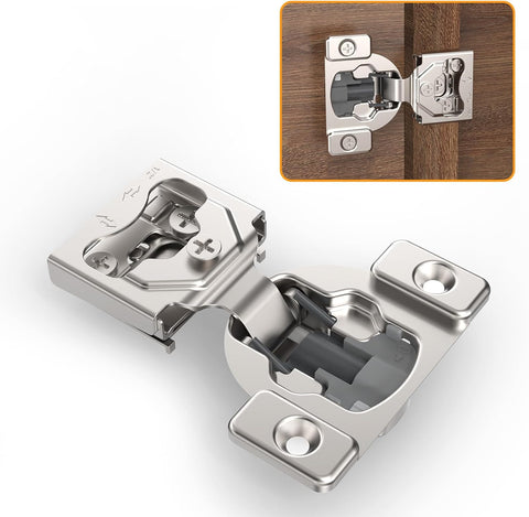50 Pack 7/16" Overlay 4D Concealed Hinges for Face Frame Door, Soft Close On/Off Switch, Self Closing, 105° Open Angle