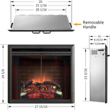 26 Inch Electric Fireplace Insert with Glass Door, Mesh Screen, Fire Crackling Sound, 750W/1500W Freestanding Heater, Black