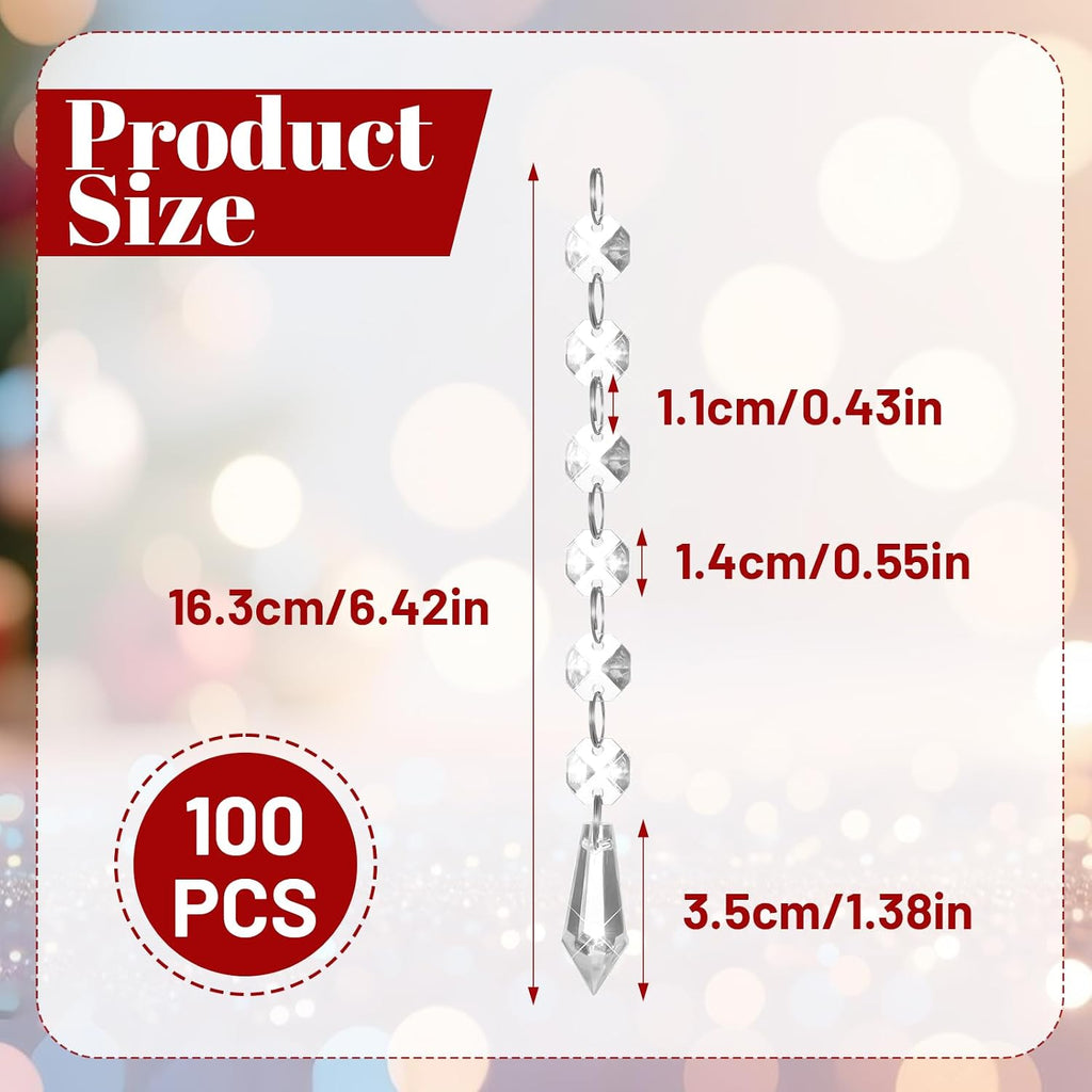 100 Pcs Acrylic Hanging Crystals for Centerpieces Chandelier Clear Crystal Garland Strands Ornament Acrylic Clear