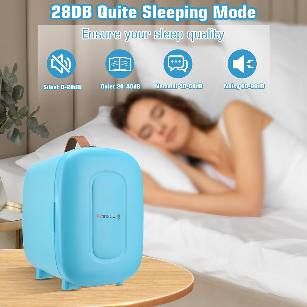Mini Fridge for Bedroom Skincare Cooler & Warmer Portable Small Refrigerator 4 Liter/6 can with 12v AC/DC/USB Option