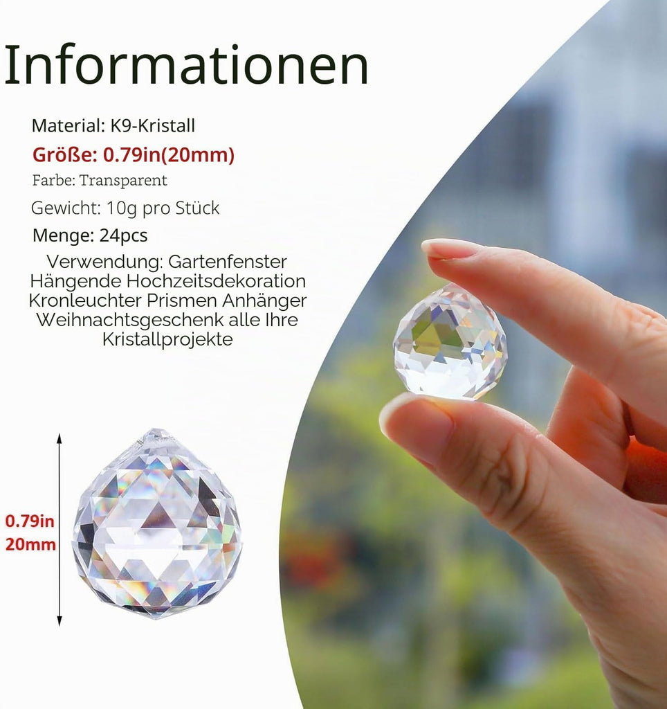 24pcs Clear Crystal Ball Prism Suncatcher Rainbow Pendants Maker