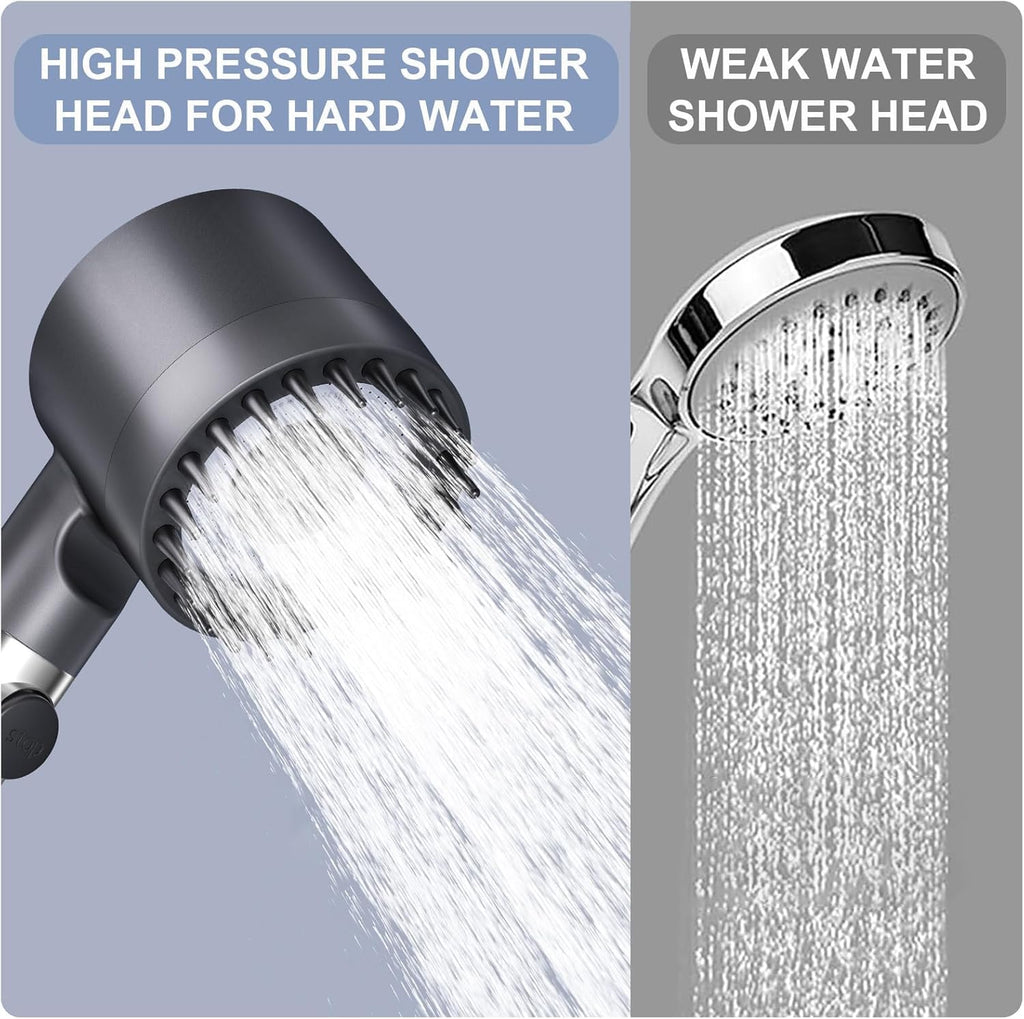 Filtered Shower Head with Handheld,ion High Pressure 4 Spray Mode Showerhead with Filters,Water Softener Filters Beads