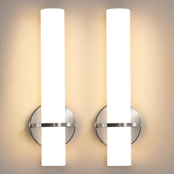 Brushed Nickel Wall Sconces Set of Two - 15 inch Modern Bathroom Sconce 15W 3000K Dimmable LED Sconces Wall Lighting