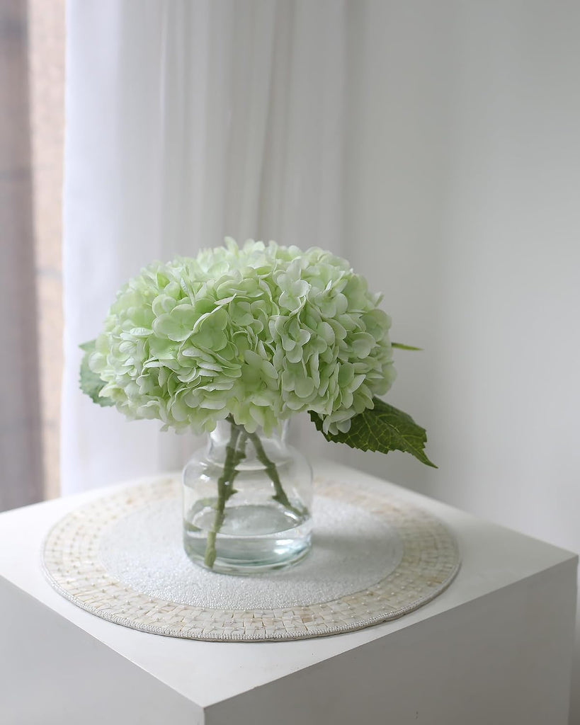 Hydrangea Artificial Flowers in Vase, Dining Table Centerpiece