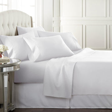 Bed Sheet Set for Hot Sleepers, Hotel Premium Sheets with 4 Pillowcases, Lightweight Brushed Microfiber Deep