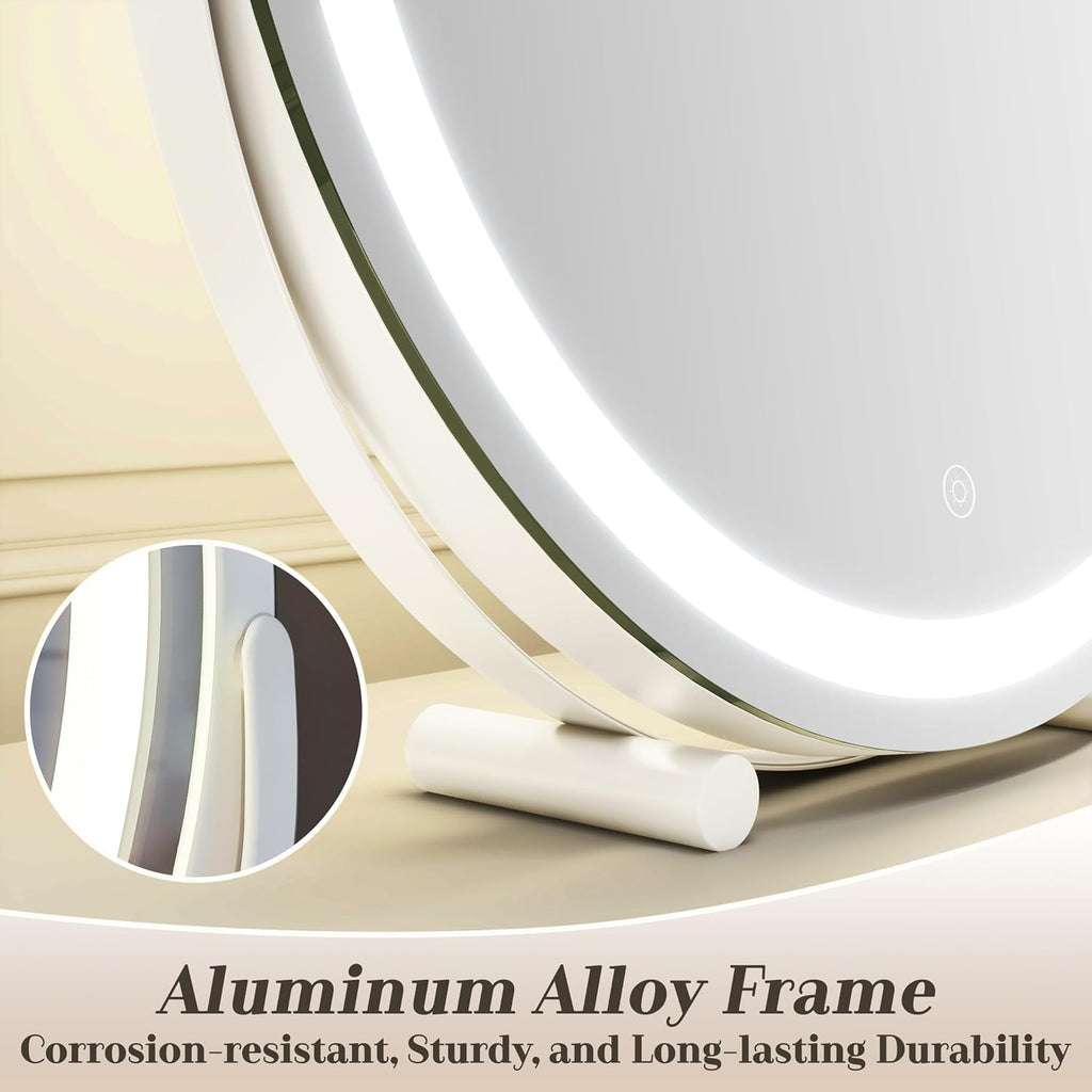 Makeup Mirror with Lights, 18 Inch Vanity Mirror with Lights, Lighted Makeup Mirror, Smart Touch Control Round Lighted