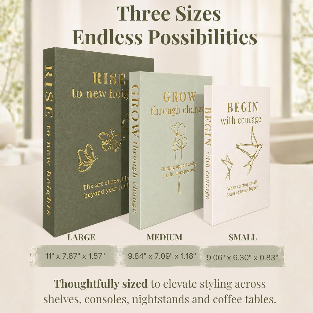 Decorative Books Decor | Elevate your Bookshelf Decor with Coffee Table Books (Fake Books Set of 3) | Faux Books for