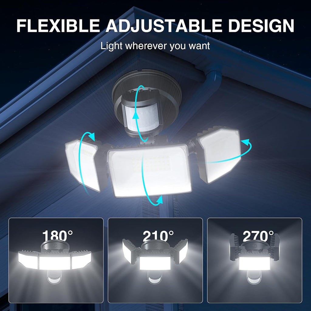 85W Motion Sensor Outdoor Light, 8500LM Ultra-Bright LED Security Light with 3 Adjustable Heads, IP65 Waterproof Dusk
