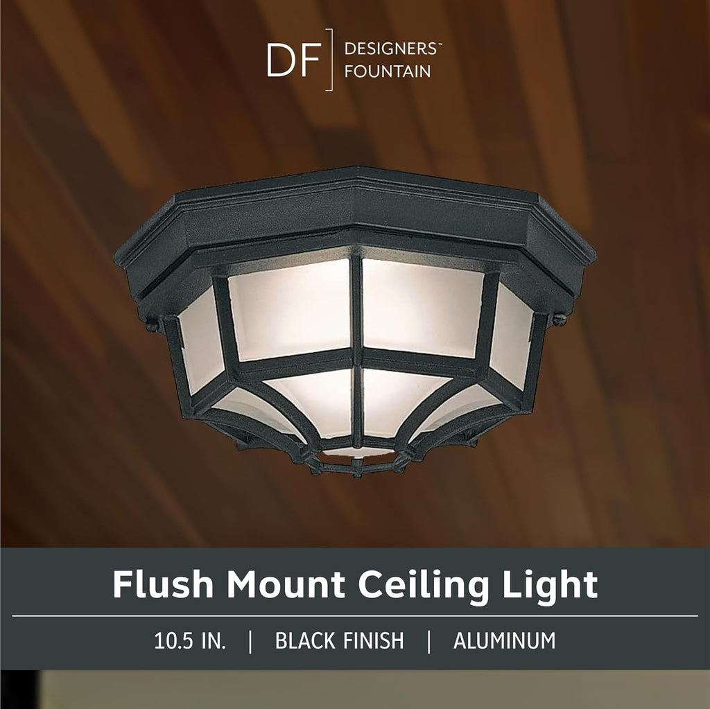 Builder Cast Outdoor Flush Mount Ceiling Light, 10.5 in W, Black