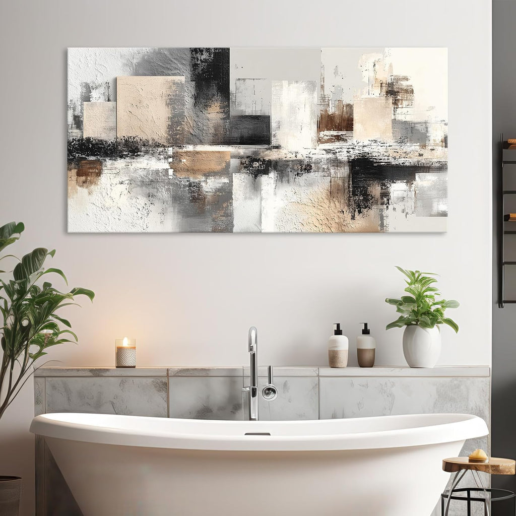 Neutral Abstract Wall Art - Large Modern Canvas Prints Paintings Artwork for Walls Minimalist Gray Black Brown