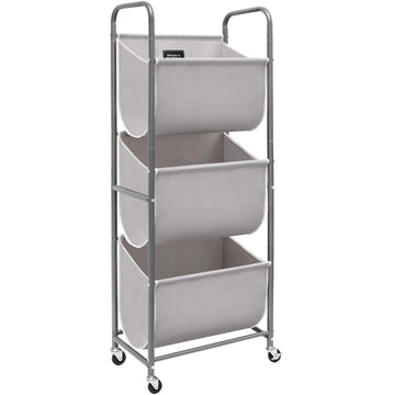 Vertical Rolling Laundry Hamper, 3 Section Laundry Sorter
