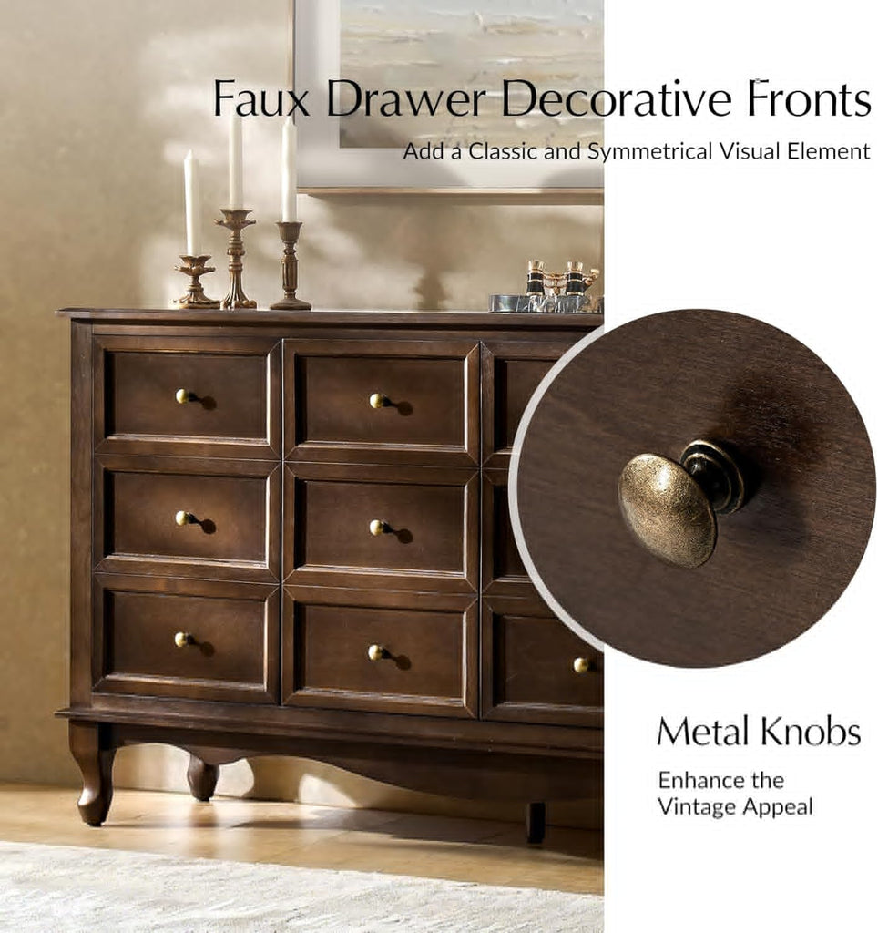 Transitional Solid Wood Sideboard with Adjustable Shelves, 58" Spacious Storage Sideboard