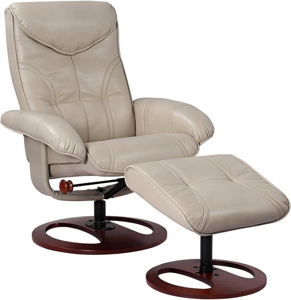 Modern Reclining Swivel Lounge Chair and Ottoman — Faux Leather