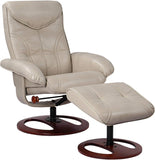 Modern Reclining Swivel Lounge Chair and Ottoman — Faux Leather