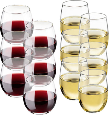 Stemless Wine Glasses Set of 12, Dishwasher Safe Set Of Wine Glasses, Perfect for Cocktails, Water, and Outdoor